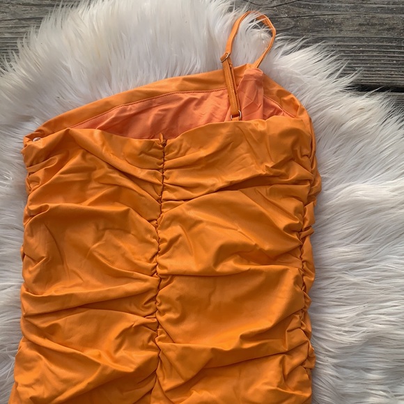 NWT Pleather Leather Vinyl Look One Shoulder Strapless Ruched Mini Dress - Picture 11 of 13